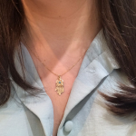 14k Gold Filigree Turquoise Hamsa Pendant