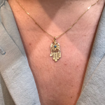 14k Gold Filigree Turquoise Hamsa Pendant