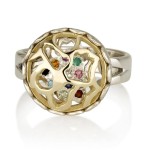 14K Yellow Gold and Silver Secret of Fortune Ring with 12 Hoshen Gems