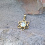 14k Gold Roman Glass Cutout Star of David Pendant
