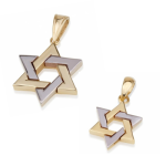 14K Two Tone Gold Thick Star of David Pendant