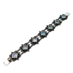 Ethnic Sterling Silver Roman Glass Filigree Bracelet