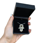 Star of David Hamsa Pendant with Black Diamonds