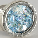 Silver Hammered Roman Glass Ring
