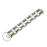Silver and 14k Gold Yemenite Style Wide Tile Bracelet