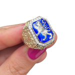 Lion of Judah RING – 14K Gold & Blue Enamel Men’s Diamond Signet Ring