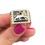 Lion of Judah Ring – Bob Marley Style 14K Yellow Gold Diamond Onyx