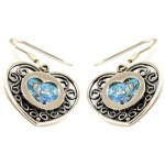 Silver Heart Shape Roman Glass Earrings