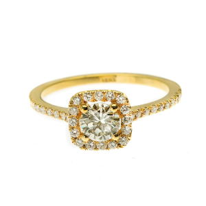 Diamond Square Halo Ring in 14K Yellow Gold