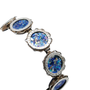 Sterling Silver Roman Glass Sun Bracelet