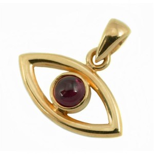 Evil Eye Pendant in 14k Gold with Garnet