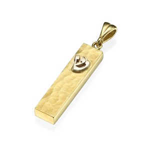 Mezuzah Pendant with Shin in 14K Gold