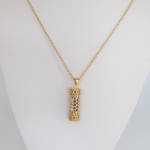 Torah Scroll Mezuzah Pendant in 14K Gold with Gemstones