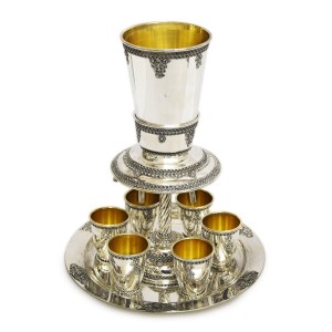 Sterling Silver Wine Fountain with Large Kiddush Cup