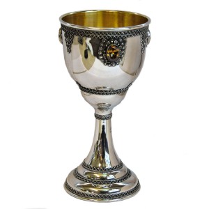Filigree Sterling Silver Gemstone Kiddush Cup