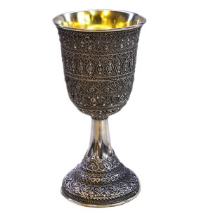Sterling Silver Kiddush Cup in Full Filigree