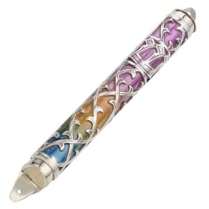 Enamel Colorful Narrow Silver Mezuzah
