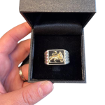 Lion of Judah Ring – Bob Marley Style Silver & 14K Gold Onyx