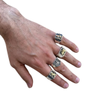Lion of Judah Ring – Bob Marley Style Silver & 14K Gold Onyx