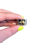 Lion of Judah Ring – Bob Marley Style Silver & 14K Gold Onyx
