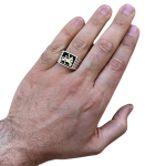 Lion of Judah Ring – Bob Marley Style Silver & 14K Gold Onyx