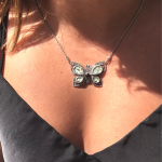 Silver Butterfly Necklace with Roman Glass & Red Garnet