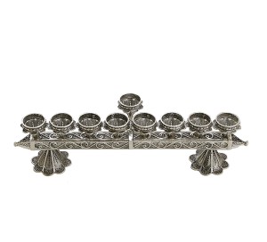 Elaborate Sterling Silver Hanukkah Menorah
