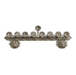 Delicate Silver Filigree Hanukkah Menorah