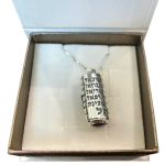 Sterling Silver Star of David Mezuzah Pendant Necklace with Garnet and Chrysoberyl Stones