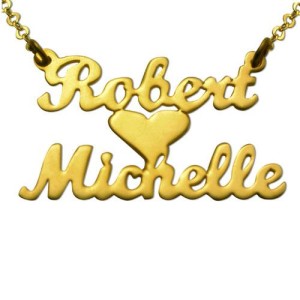 Gold Plated Lovers Heart Name Necklace