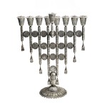 Sterling Silver Menorah with Filigree Discs