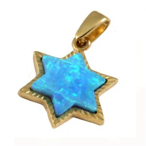 14k Gold Opal Star of David Pendant
