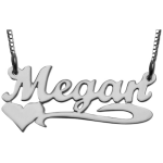 Silver Underline Side Heart Script Name Necklace