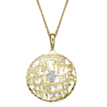 Jewish Pendant – 14K Gold and Diamond Jewish Blessings and Hamsa Pendant