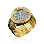 Ethnic Style 14k Gold Roman Glass Ring