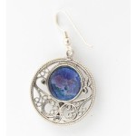 Silver Roman Glass Circle Filigree Earrings