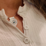 Gold and Silver with Turquoise Holiness of Ha’ari Kabbalah Pendant Chain Set