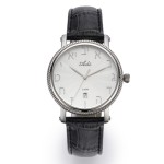 35 mm Date Black Leather Strap Watch Bezel Detailing