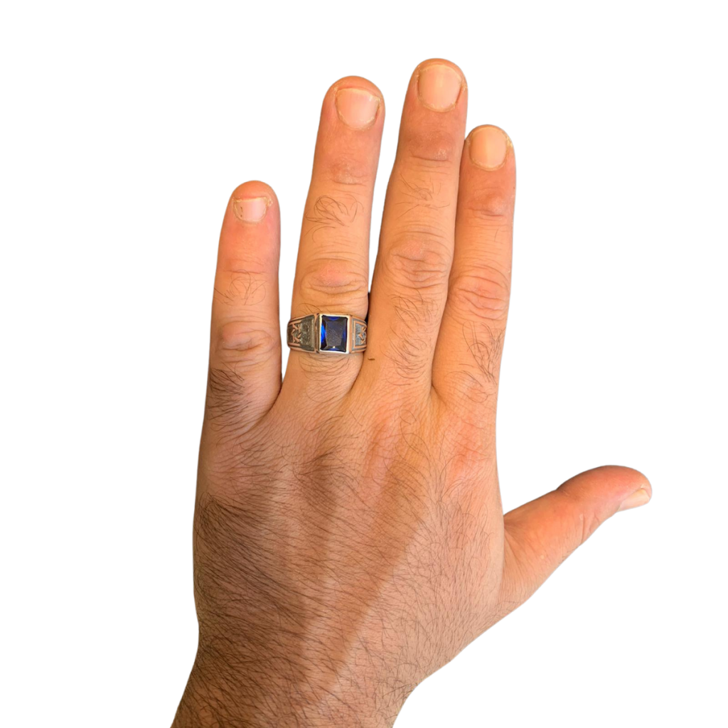 Sterling Silver Jewish Star Sapphire Ring