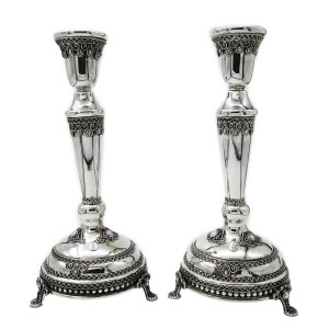 Candlesticks with Legs - Tall Sterling Silver Filigree - Set of 2