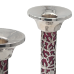 Sterling Silver Tall Purple Floral Candlesticks