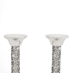 Sterling Silver Tall Purple Floral Candlesticks