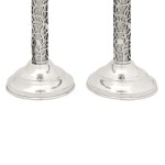 Sterling Silver Tall Purple Floral Candlesticks