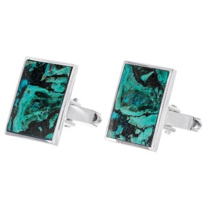 Sterling Silver Eilat Stone Rectangular Shaped Cuff Links