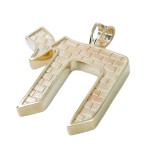 14K Yellow Gold Men’s Chai Pendant with Western Wall