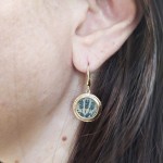 Ancient Roman Agrippa Coins 14k Gold Dangle Earrings