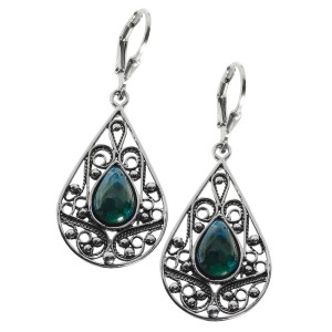 Eilat Stone Earrings Drop-Shaped Silver Dangle
