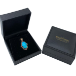 Hamsa Pendant 14k Rose Gold Opalite and Garnets