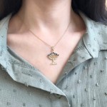 14k Gold and Precious Stones Reversible Menorah Pendant