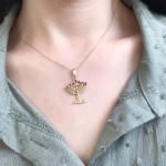 14k Gold and Precious Stones Reversible Menorah Pendant